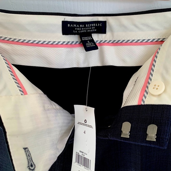 Banana Republic Navy Martin Fit Pants Size 4 NWT - Picture 1 of 4